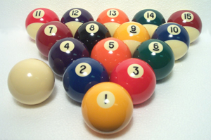 ECONOMY POCKET BILLIARD BALL SET, 2-1/4"
